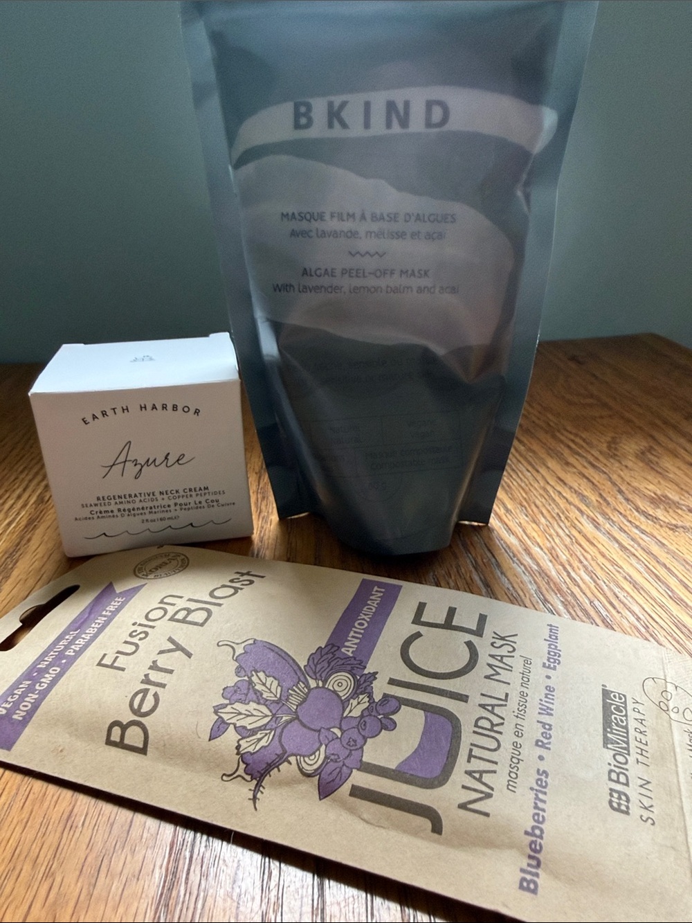 Earth Harbor Azure Neck Cream, BKind Algae Masks, & Cotton mask 3 product bundle
